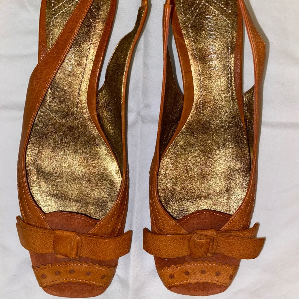 Nine West Suede High Heels with Orange Leather